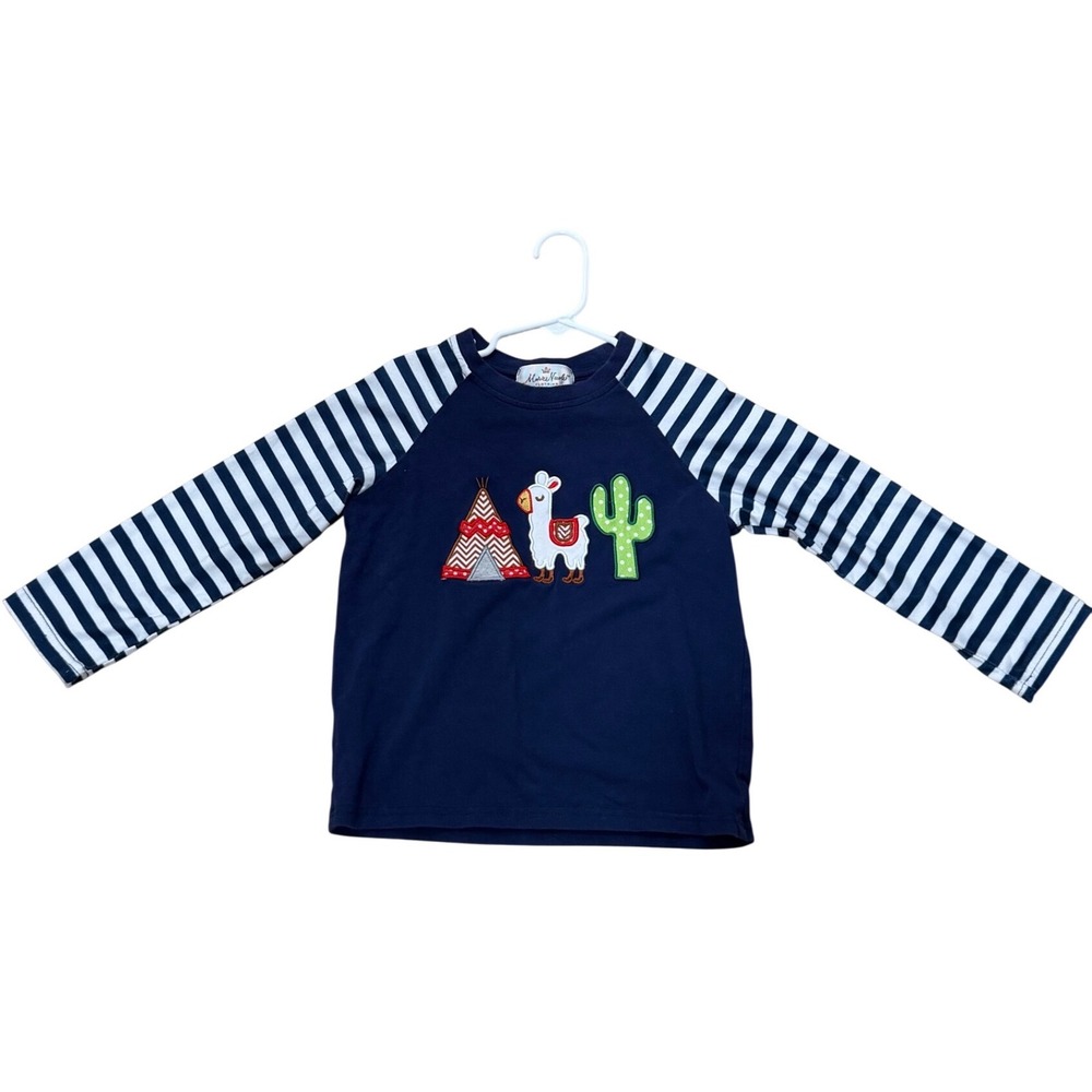 Marie Nicole Boys Long Sleeve Llama Cactus Print Navy Blue Raglan Shirt Size 3T